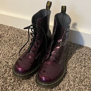 Dr. Martens Shiny Purple Lace-Up Boots